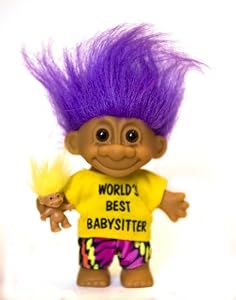 My Lucky WORLD'S BEST BABYSITTER Troll Doll with BABY TROLL (Purple Hair)