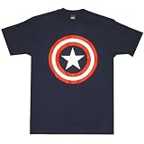 Captain America 80s Captain Shield Logo Mens T-Shirt