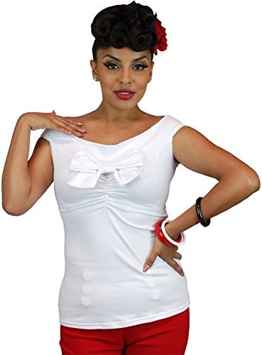 Women's Pinky Pinups Off The Shoulder Sleeveless Top White 2XL
