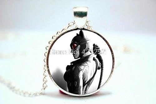Pretty Lee 2015 Fashion Comic Superhero Batgirl Logo Pendant Necklace Glass Photo Cabochon Necklace Christmas gift