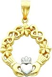 14K Two Tone Gold Claddagh & Celtic Knot Charm