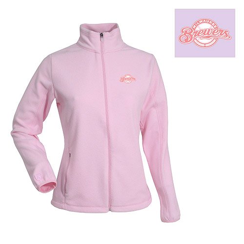Milwaukee Brewers Women's Sleet Fleece by Antigua - Pink Large