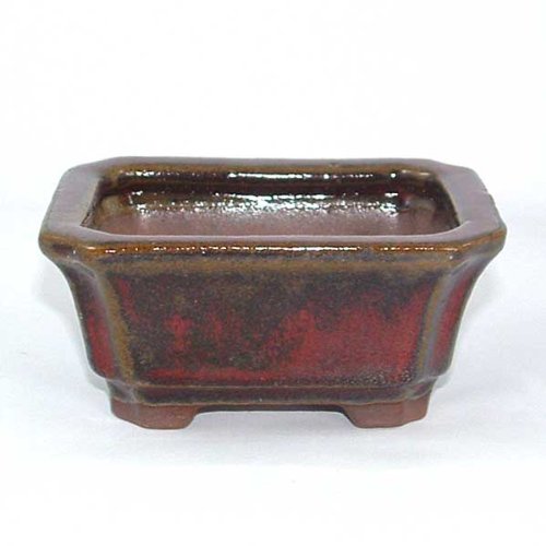 10.5cm Bonsai or Accent Pot - Red Indented Corners