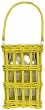 Hand Woven Lemon Yellow Painted Willow Basket with Large Glass Cube Candle Shade 8"Sq x 12.75"H