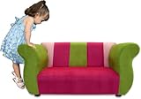 Fantasy Furniture Fancy Microsuede Sofa, Pink/Green