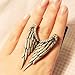 Outstanding Vintage Gothic Style Adjustable Metal Finger Ring In Bronze Color And Angel Bird Wings Shaped Design Encrusted With Rhinestones Crystals Gemstones By VAGA®