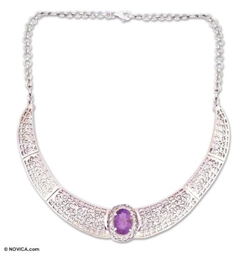 Amethyst choker, 'Royal Orchid' 13.6 L