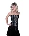 Shaper Corset Black Leather Steel Boned Overbust Corset Front Chain Lace up Bustier Tops SC80078