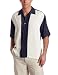 Cubavera Men's Short Sleeve Pieced Bedford Cord Camp Shirt, Deep Navy/Ivory, X-Large