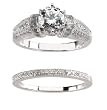 14K White Gold Diamond Wedding Set Semimount - 0.77 Ct. - CENTER STONE NOT INCLUDED