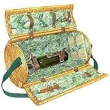 Picnic Basket, New, Wicker Construction (Green) (18 H x 10 W x 10 D)