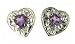 9ct Yellow Gold Diamond Set Amethyst Heart Stud Earrings