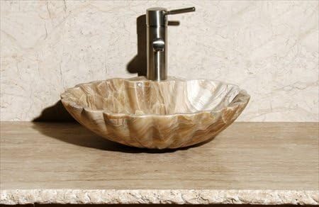 Allstone V-Vsh17-Bsp Granite Vessel Bathroom Sink, Blonde Sugar Polish