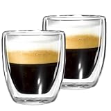 Produkt-Bild: mohnblume - 2er Set Espresso-Tassen aus Glas, doppelwandig mit Schwebeeffekt, 80ml - bloomix Thermoglas - in Geschenkkarton