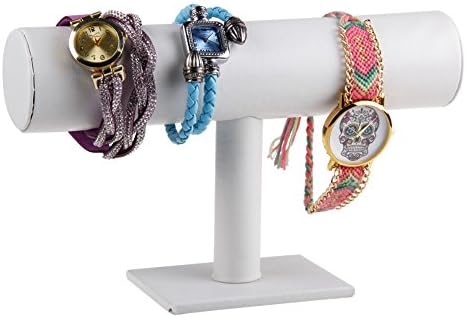 Sanheshun PU Leather Bracelet Jewelry Display Stand Holder T-Bar Bracelet Chain Watch Rack White