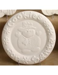Ceramic bisque unpainted cu91310 snowman cookie plate 10"
