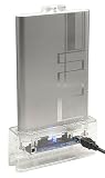 AMPAQS XTRASTOR 2.5 IDE HARD DRIVE ENCLOSURE, SILVER, W/ ONE TOUCH BACKUP, W/ DOCKING CRADLE