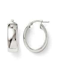14k White gold Leslies Polished Oval Hoop Earrings