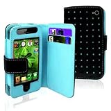 Importer520 Baby Blue Dot Flip PU Leather Card Holder Wallet Case Cover Pouch For iPhone 4 4S 4G