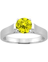 1.10 Ct Round Canary SI1/SI2 Diamond 14K White Gold Ring