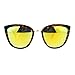 SA106 Womens Color Mirror mirrored Lens Oversize Cat Eye Sunglasses Tortoise Yellow