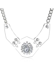 3 Piece Lucite with All Stone Center All Crystal Necklace, 16"