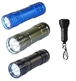 3-Pack of Neiko Super-Bright 9 LED Compact Aluminum Flashlight with Keychain Mini-Screw LED Flashlight