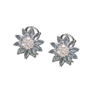 Clevereve's CZ. And Blue Topaz Clip Post Rhodium Plated Sterling Silver... by 