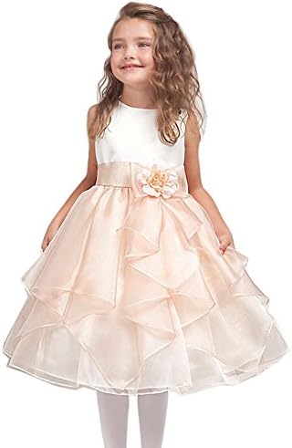 KID Collection Girls Ivory/peach Flower Girl Pageant Dress Size 10