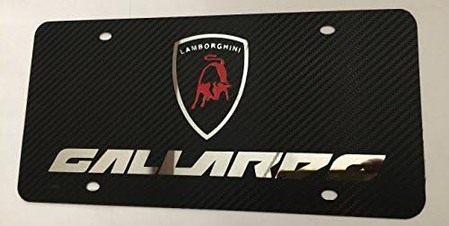 Lamborghini Gallardo with Red Bull Black Carbon Fiber Vinyl Wrap on Chrome Stainless Steel Front License Plate