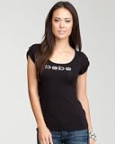 bebe Logo Cuffed Sleeve Tee