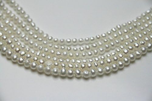 4.0-4.5mm Freshwater Cultured Nugget Pearl Strands in 16 inches for Jewelry Making Beads (White, Grade A)