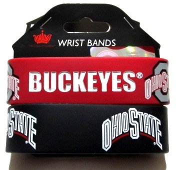Ohio State Buckeyes NCAA Football Silicone Rubber Wrist Bands Bracelets Set of 2