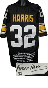 Franco Harris signed Pittsburgh Steelers Black Prostyle Jersey w/ Embroidered Stats- JSA Hologram
