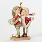 Enesco Heart of Christmas Gift Boy and Girl Elf W Mistletoe Figurine, 4.25-Inch
