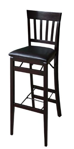 24H Folding Counter Height Stool Mission Style in Espresso Finish