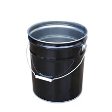 Vestil PAIL-STL-RI-UN Steel Pail with Handle, 5 gallon Capacity, Black