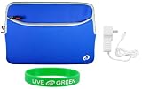 Non-OEM Amazon Kindle DX 9.7 Dual-Pocket Sleeve Case with Home Wall Charger - Dark Blue