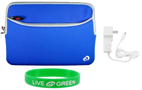 Non-OEM Amazon Kindle DX 9.7 Dual-Pocket Sleeve Case with Home Wall Charger - Dark Blue Image Non-OEM Amazon Kindle DX 9.7 Dual-Pocket Sleeve Case with Home Wall Charger - Dark Blue