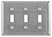 Bryant Electric SS3L 3-Gang 3-Toggle, Standard Size 430 Stainless Steel Wallplate, With Removable White Protective Film