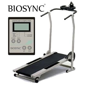 Biosync Foldable Manual Treadmill w/ 3 position incline, Exercise Computer & Water Bottle