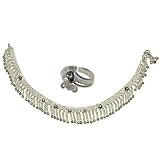India Anklets Toe Ring Pair Sterling Silver Jewelry 10.50 inches (sanklt040)