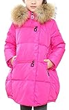 (コ-ランド) Co-land ふわふわ 子供服 ダウンジャケット キッズ アウターウエア 女の子ジャンパー フード付きコート ロング丈綿服 ガールズ上着 厚手 あったか 冬防寒 ローズ 150