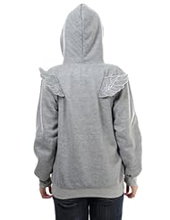 Simplicity Angel Wings Fleece Hoodie Coat Zip Up Outerwear Jacket Coat Shirt