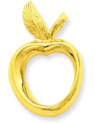 14K Yellow Gold Apple Charm Teacher Pendant Jewelry