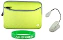 Non-OEM Amazon Kindle DX 9.7 Dual-Pocket Sleeve Case with Clip-on Reading Lights - Neon