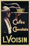 Noel Saunier L. Voisin Cafes and Chocolats 1935 Vintage Art Print Poster - 24x36