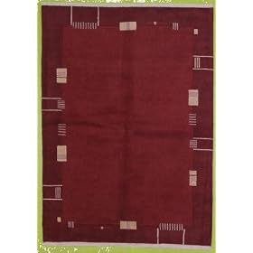 6x8 Red Hand Knotted Wool Modern Tibet Rug by Heritage Unlimited