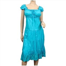 Blue Cotton Empire Waist Plus Size SunDress