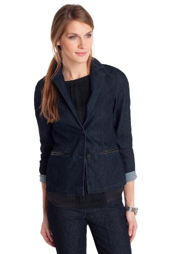 ESPRIT Collection Damen Blazer A23279, Gr. 38 (M), Blau (dk arctica denim 444) Preisvergleich